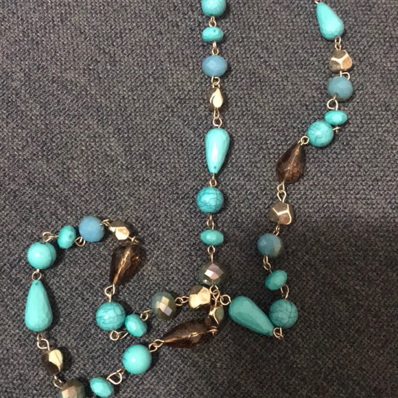 Long turquoise gold iridescent beads - Picture 2 of 2